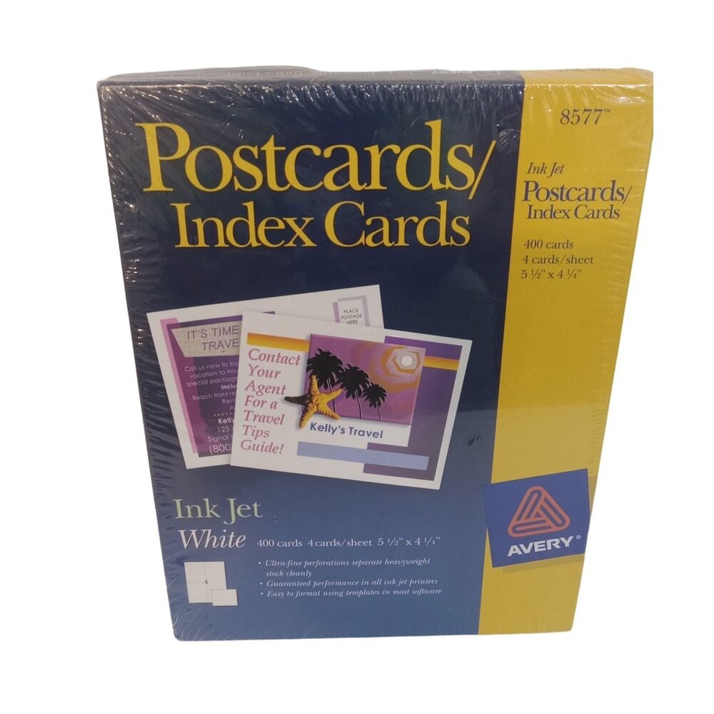 Avery Inkjet Postcards Index Cards White 400 Cards 4 Cards Sheet 8577